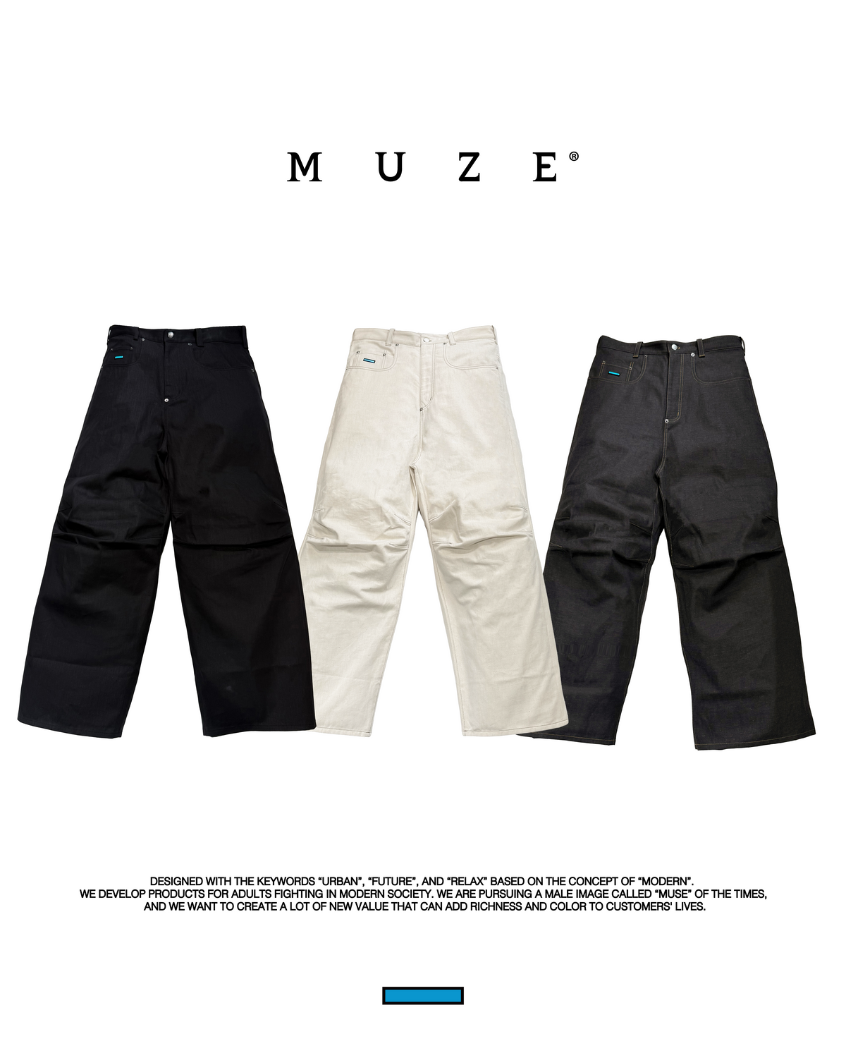 MUZE TURQUOISE LABEL - RIGID DARTS DENIM PANTS(WHT)ミューズ MUZE TURQUOISE LABEL - RIGID DARTS DENIM PANTS(WHT)ミューズ