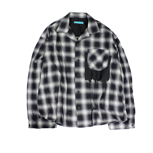 MUZE TURQUOISE LABEL -【RAYON OMBRE CHECK SHIRT(BLACK)】ミューズ レーヨン オンブル チェック シャツ ブラック