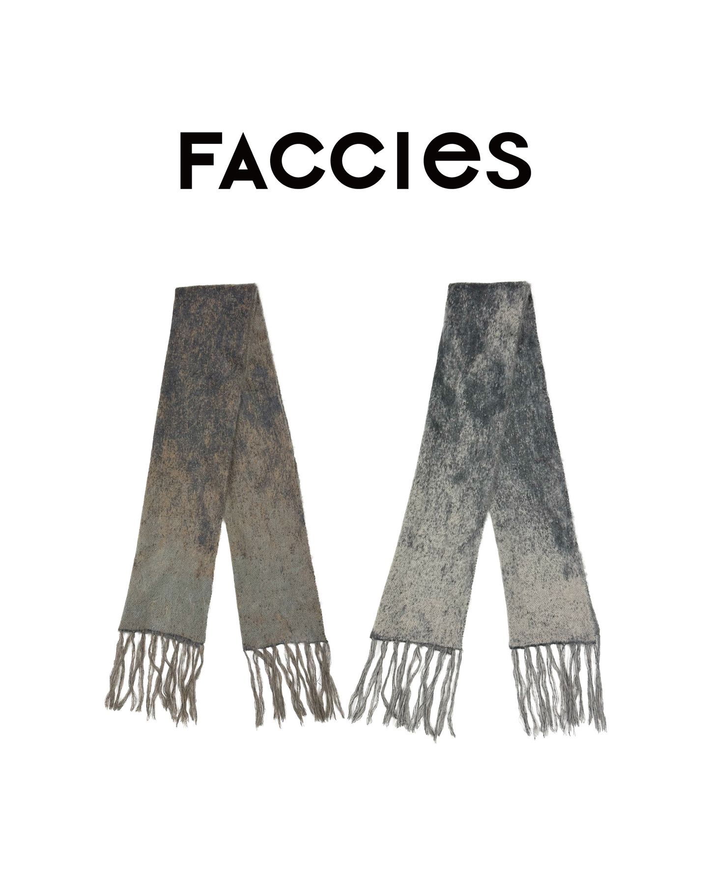 FACCIES - RUSTY JACQUARD MOHAIR KNIT STOLE(GRAY) ファッチーズ ジャガード モヘア ニット ストール グレー