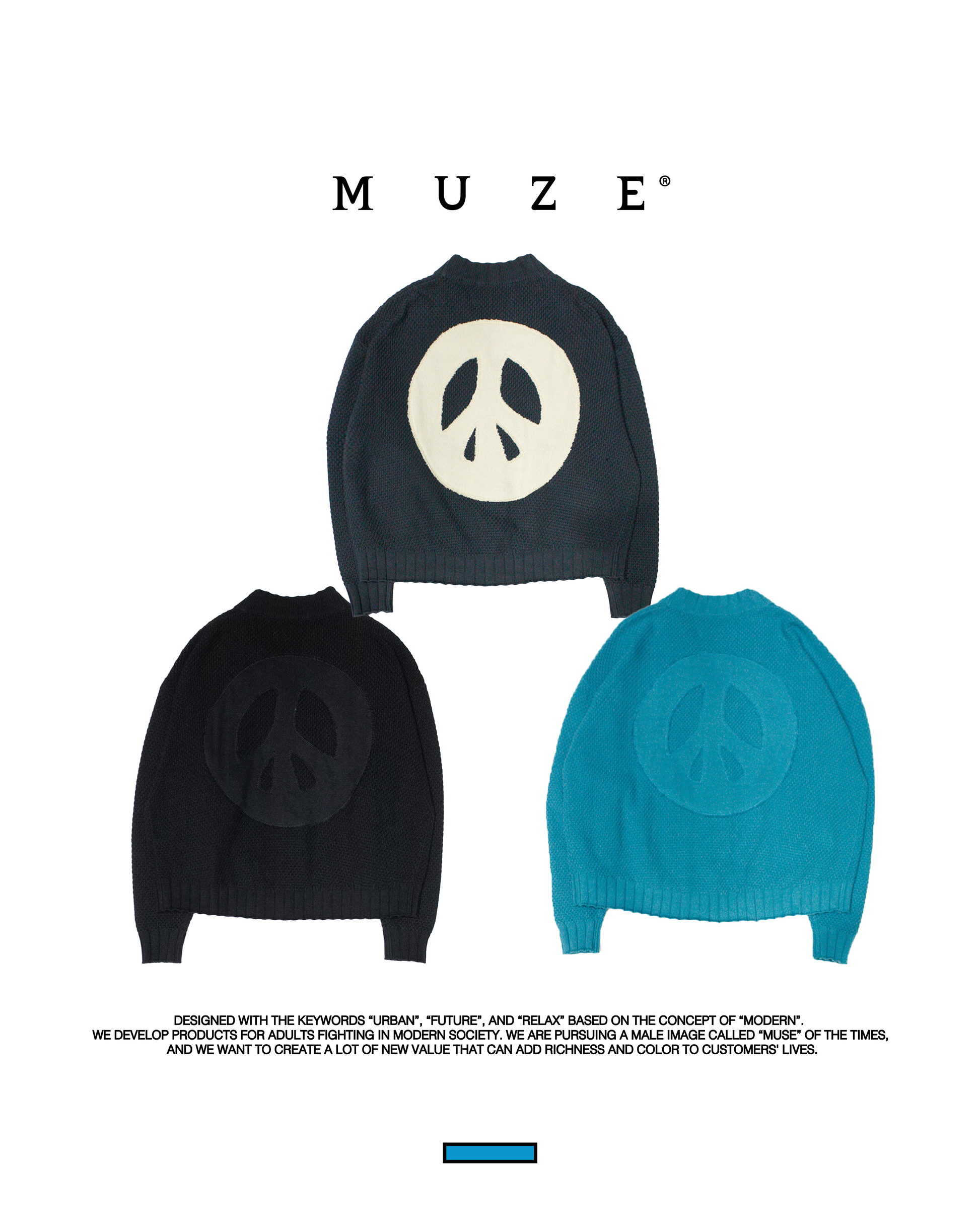MUZE TURQUOISE LABEL - MUZE® PEACE CARDIGAN(BLACK)ミューズ ピース MUZE TURQUOISE LABEL - MUZE® PEACE CARDIGAN(BLACK)ミューズ ピース