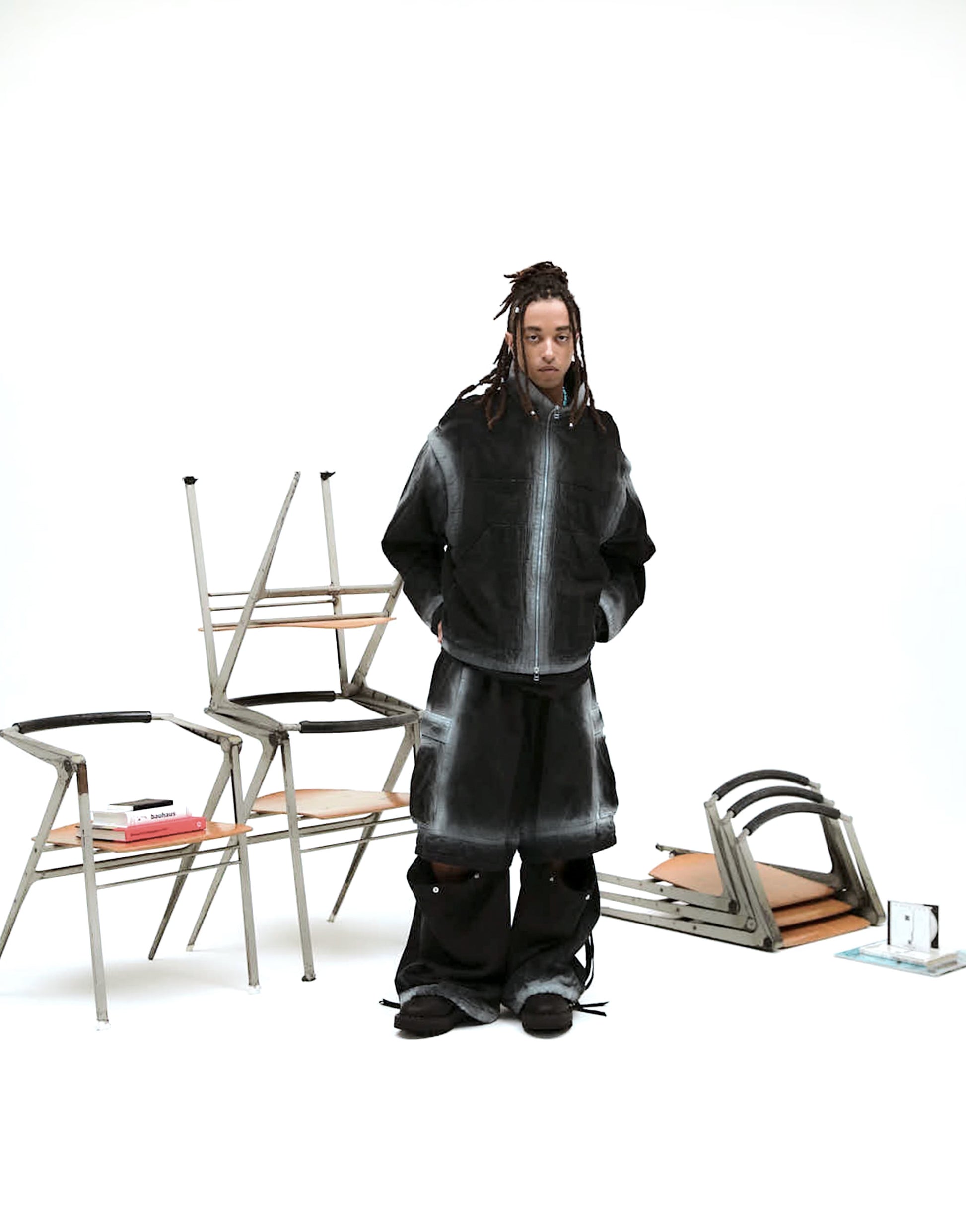 MUZE TURQUOISE LABEL -【2WAY SPRAY DENIM ZIP BLOUSON(BLACK MUZE TURQUOISE LABEL -【2WAY SPRAY DENIM ZIP BLOUSON(BLACK