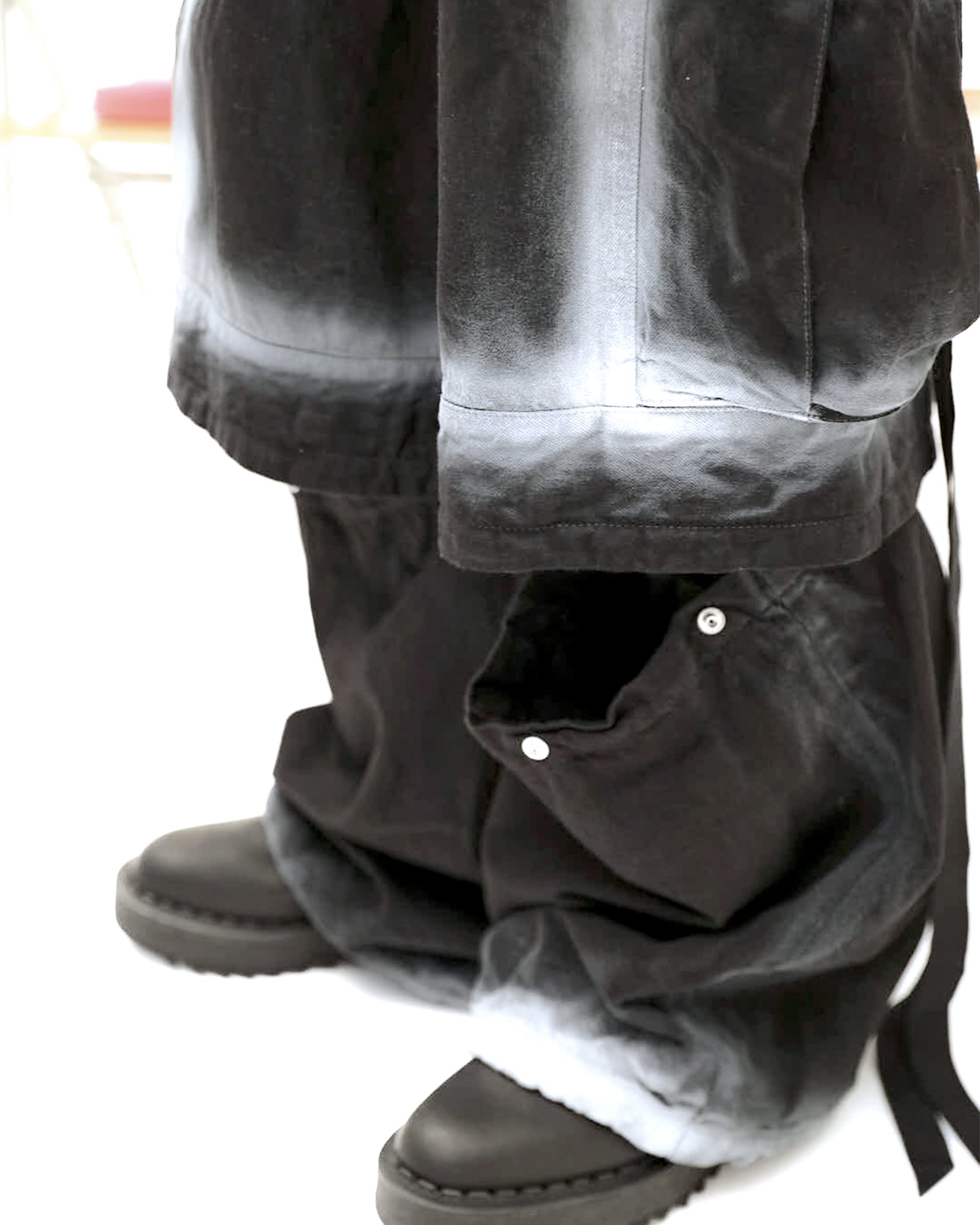 MUZE TURQUOISE LABEL -【2WAY SPRAY DENIM CARGO PANTS(BLACK MUZE TURQUOISE LABEL -【2WAY SPRAY DENIM CARGO PANTS(BLACK