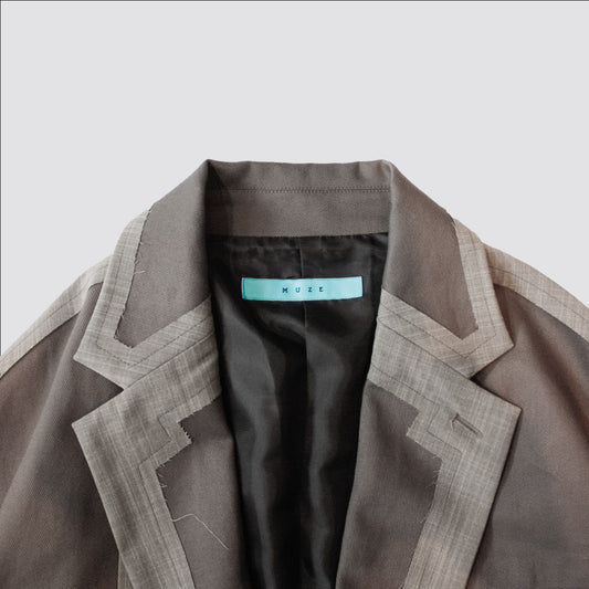 MUZE TURQUOISE LABEL - INSIDE OUT BIG TAILORED JACKET(CHARCOAL)ミューズ インサイドアウト ビッグ テーラード ジャケット チャコール