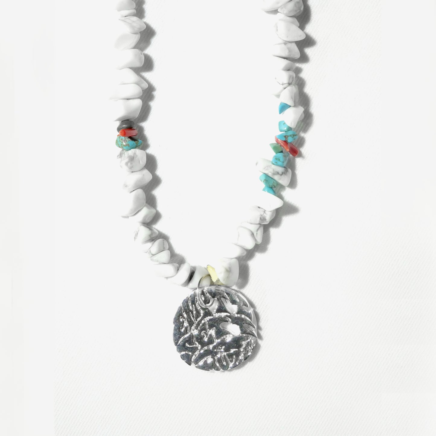 MUZE TURQUOISE LABEL× Ø【EMPTY SETT】™️ - EMBLEMATIC STONE NECKLACE LONG(MAGNESITE) ミューズ エンプティーセット エンブレム ストーン ネックレス マグネサイト