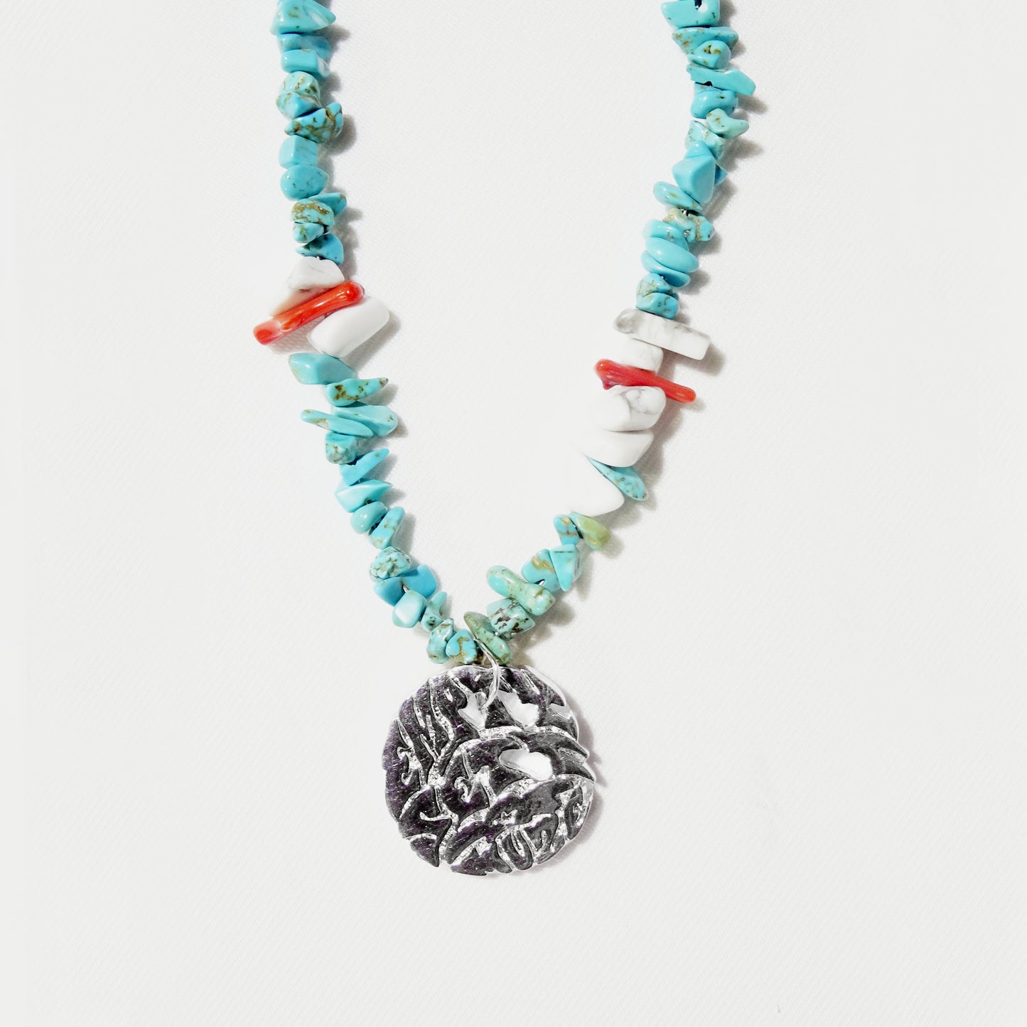 MUZE TURQUOISE LABEL× Ø【EMPTY SETT】™️ - EMBLEMATIC STONE NECKLACE (TURQUOISE) ミューズ エンプティーセット エンブレム ストーン ネックレス ターコイズ