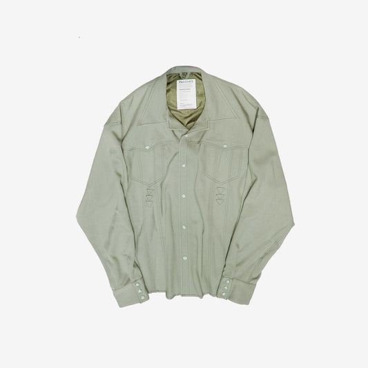 FACCIES - Wt Mix Dry Twill Sh (S.GREEN) ファッチーズ ツイルシャツジャケット セージグリーン