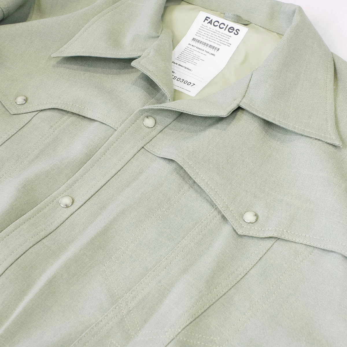 FACCIES - Wt Mix Dry Twill Sh (S.GREEN) ファッチーズ ツイルシャツジャケット セージグリーン