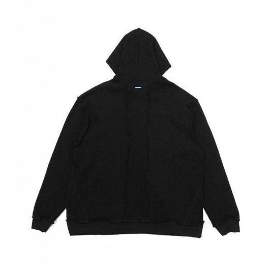 MUZE TURQUOISE LABEL - BIG HOOD WAFFLE W ZIP PARKA (BLACK) ミューズ ビッグフーディー ワッフル ダブルジップ パーカー ブラック