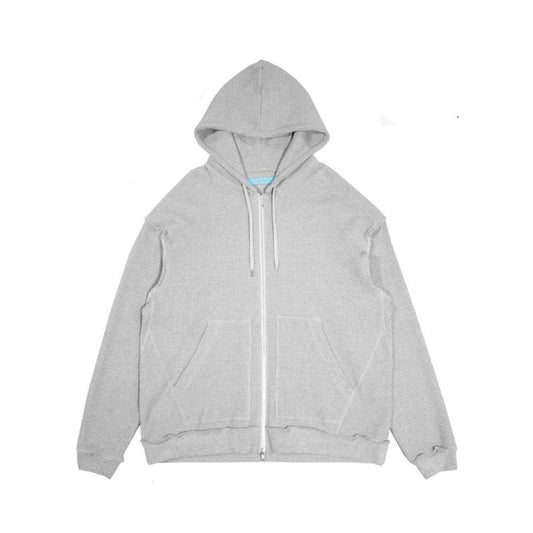 MUZE TURQUOISE LABEL - BIG HOOD WAFFLE W ZIP PARKA (GRAY) ミューズ ビッグフーディー ワッフル ダブルジップ パーカー グレー