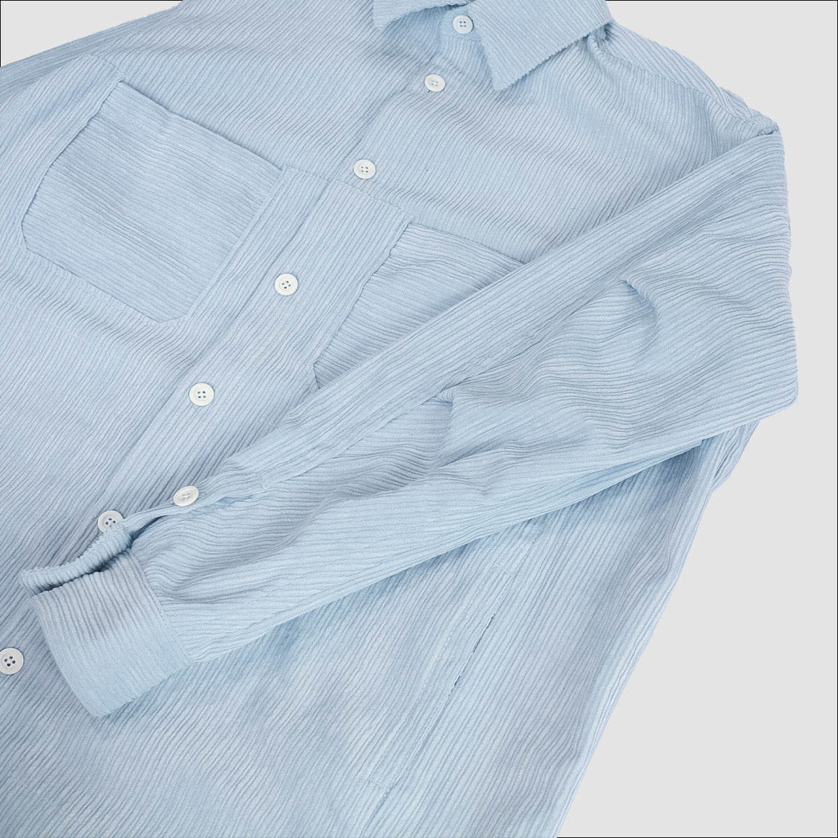 MUZE TURQUOISE LABEL-CIRCUIT RELAXED FIT CORDUROY SHIRTS(LIGHT BLUE) ミューズ 2022年秋冬 コーデュロイシャツ ライトブルー