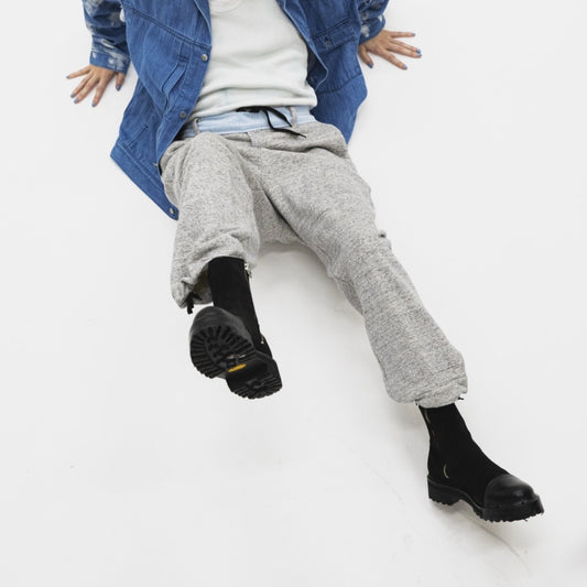 MUZE TURQUOISE LABEL - WAIST CORDUROY SWEAT SLACKS (HEATHER GRAY) ミューズ スウェットスラックス ヘザー