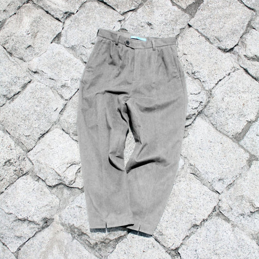 MUZE TURQUOISE LABEL - CENTER SEAM SUEDE SLACKS (LIGHT GRAY) ミューズ コレクション センターシームスウェード スラックス