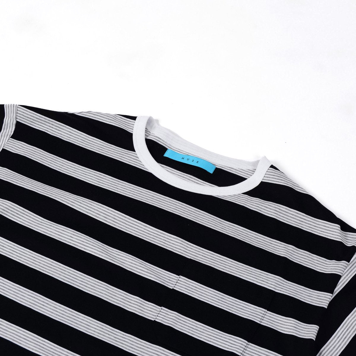 MUZE TURQUOISE LABEL - BORDER POCKET S/S TEE・BORDER-A (WHITE)