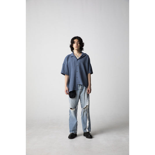 MUZE TURQUOISE LABEL - OPEN COLLAR RELAXED SHIRTS (GRAY)