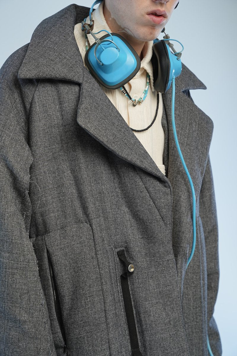 MUZE TURQUOISE LABEL - CIRCUIT RELAXED FIT TWEED CHESTER COAT(BLACK) ミューズ 2022年秋冬コレクション チェスターコート ブラック