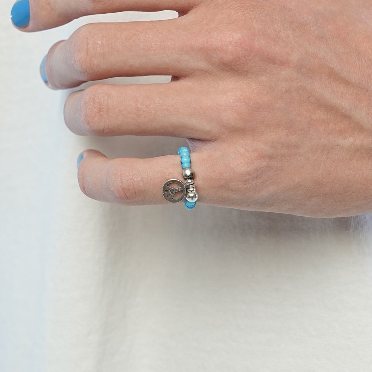 MUZE TURQUOISE LABEL×Sunku-PEACE BEADS RING(SKY BLUE)