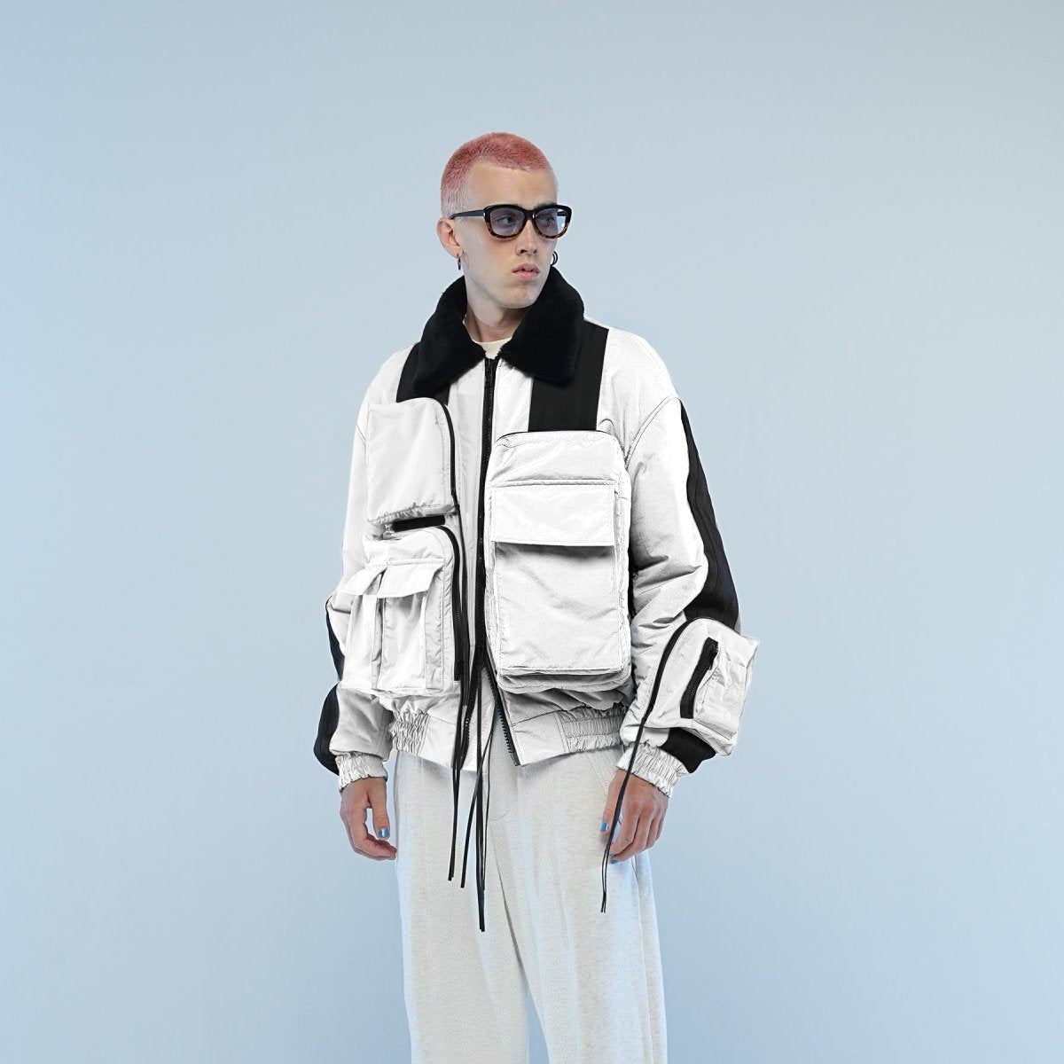 MUZE TURQUOISE LABEL - CIRCUIT BAG BOMBER JACKET(WHITE) ミューズ 2022年秋冬コレクション ホワイト