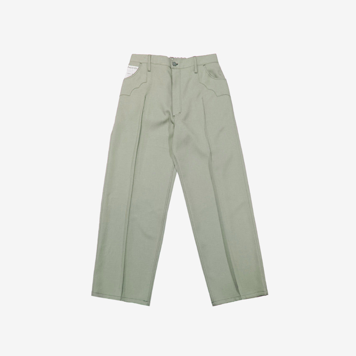 FACCIES - Wt Mix Dry Twill Wide Pt (S.GREEN) ファッチーズ ツイルワイドパンツ グリーン