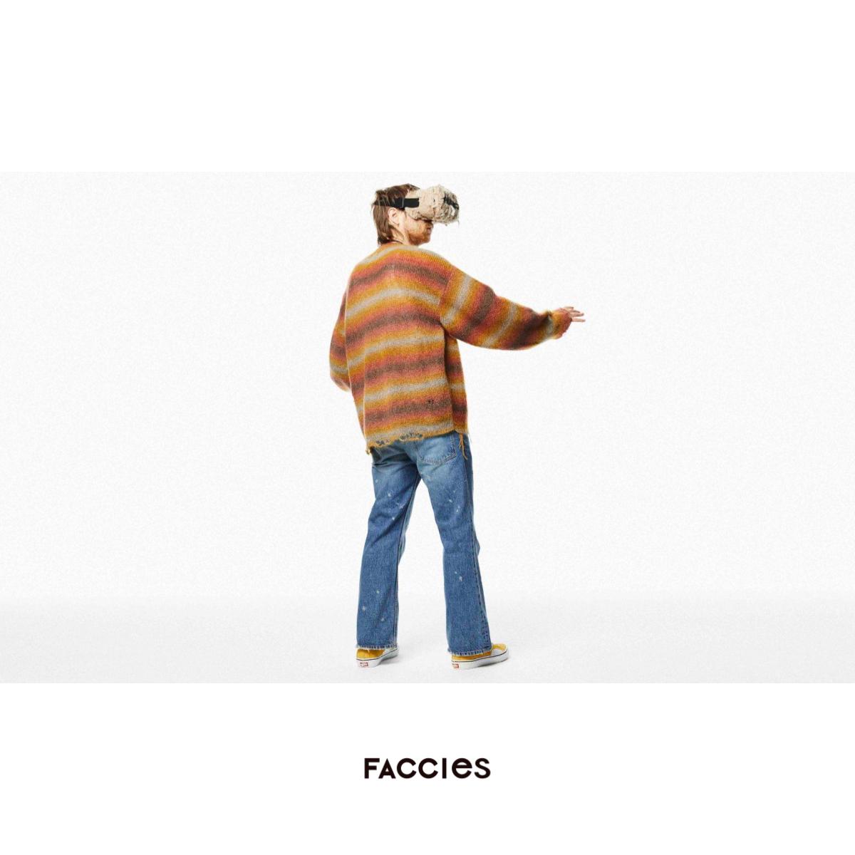 FACCIES - Gradation Damage Knit (BROWN) ファッチーズ グラデーション ダメージ ニット ブラウン