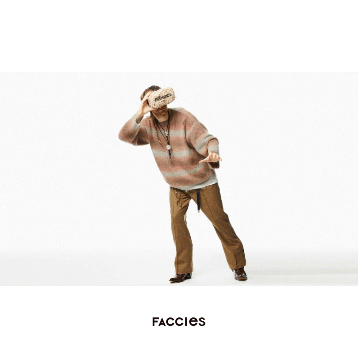 FACCIES - Gradation Damage Knit (GRAYPINK) ファッチーズ