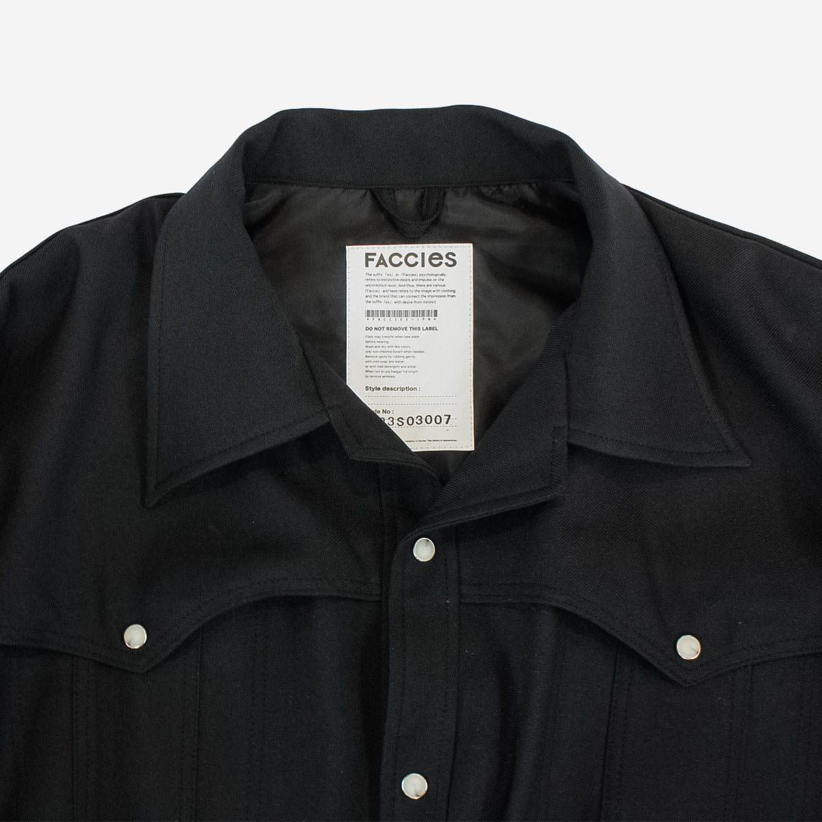 FACCIES - Wt Mix Dry Twill Sh (BLACK) ファッチーズ ツイルシャツジャケット ブラック