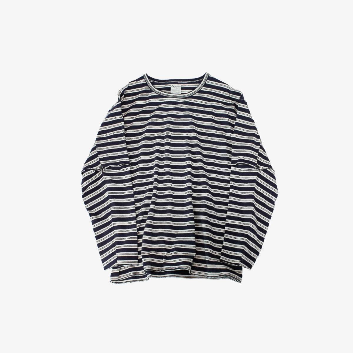 FACCIES - Vintage Elbow Cut Bd Ls (Navy) ファッチーズ ヴィンテージ エルボー ボーダーロングスリーブ ネイビー