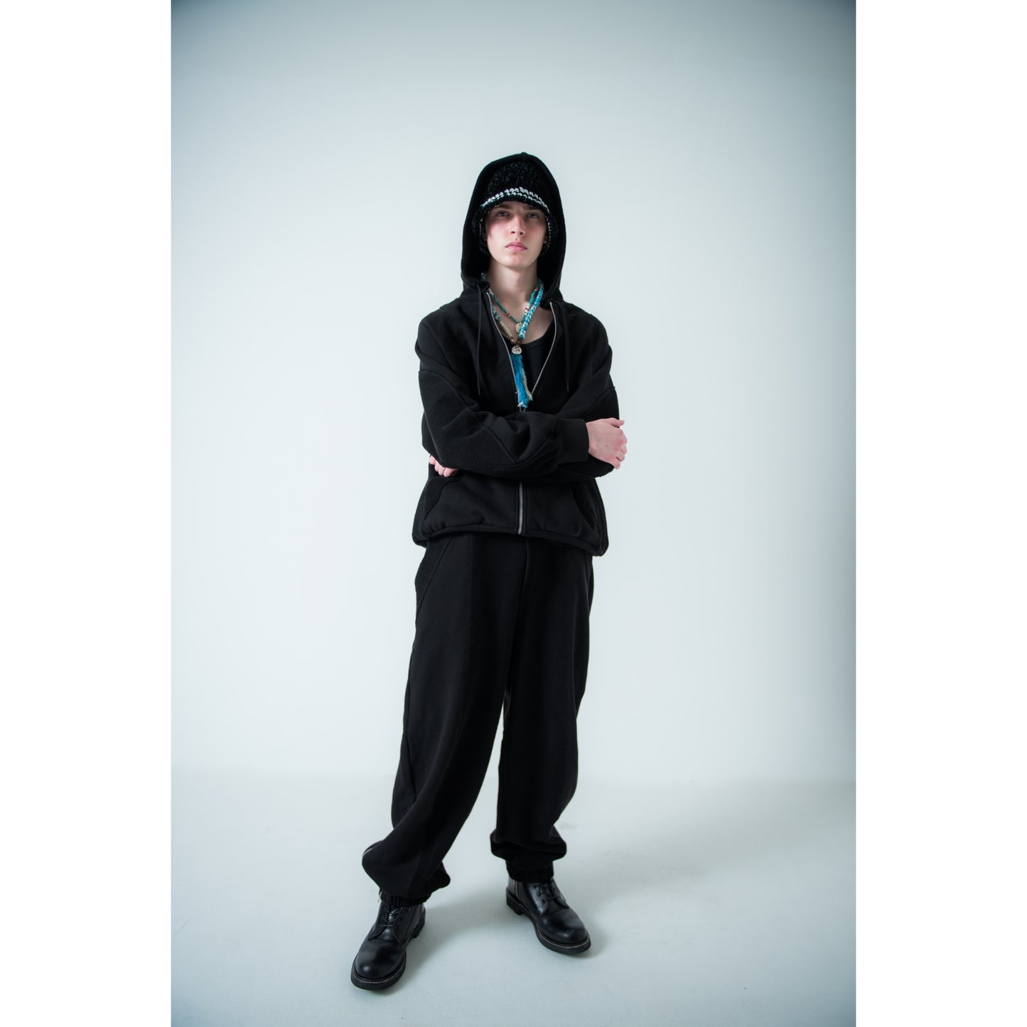 MUZE TURQUOISE LABEL - CIRCUIT RELAXED FIT ZIP-UP HOODIE(BLACK) ミューズ リラックス ジップアップ フーディー ブラック