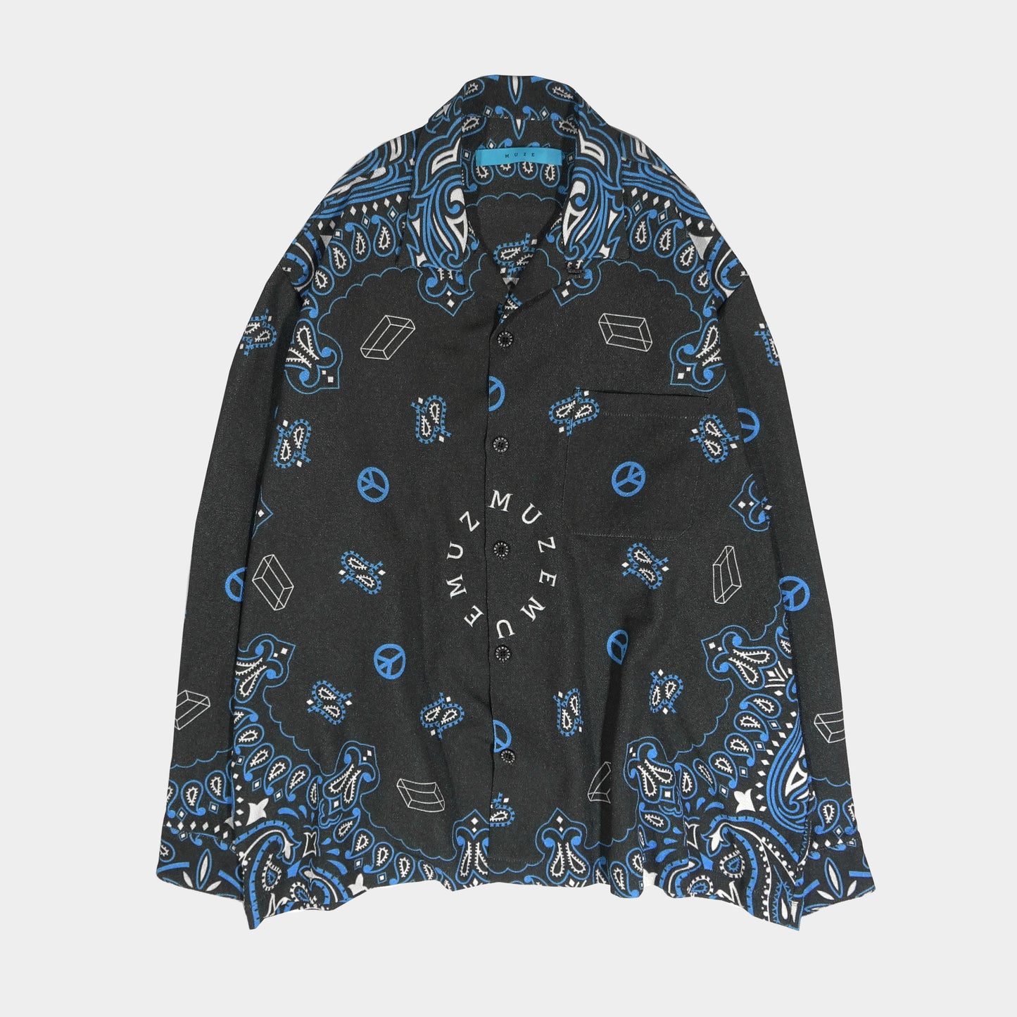 MUZE TURQUOISE LABEL -  PAISLEY LS SHIRT(BLACK) ミューズ 2023年春夏 ペイズリーシャツ ブラック