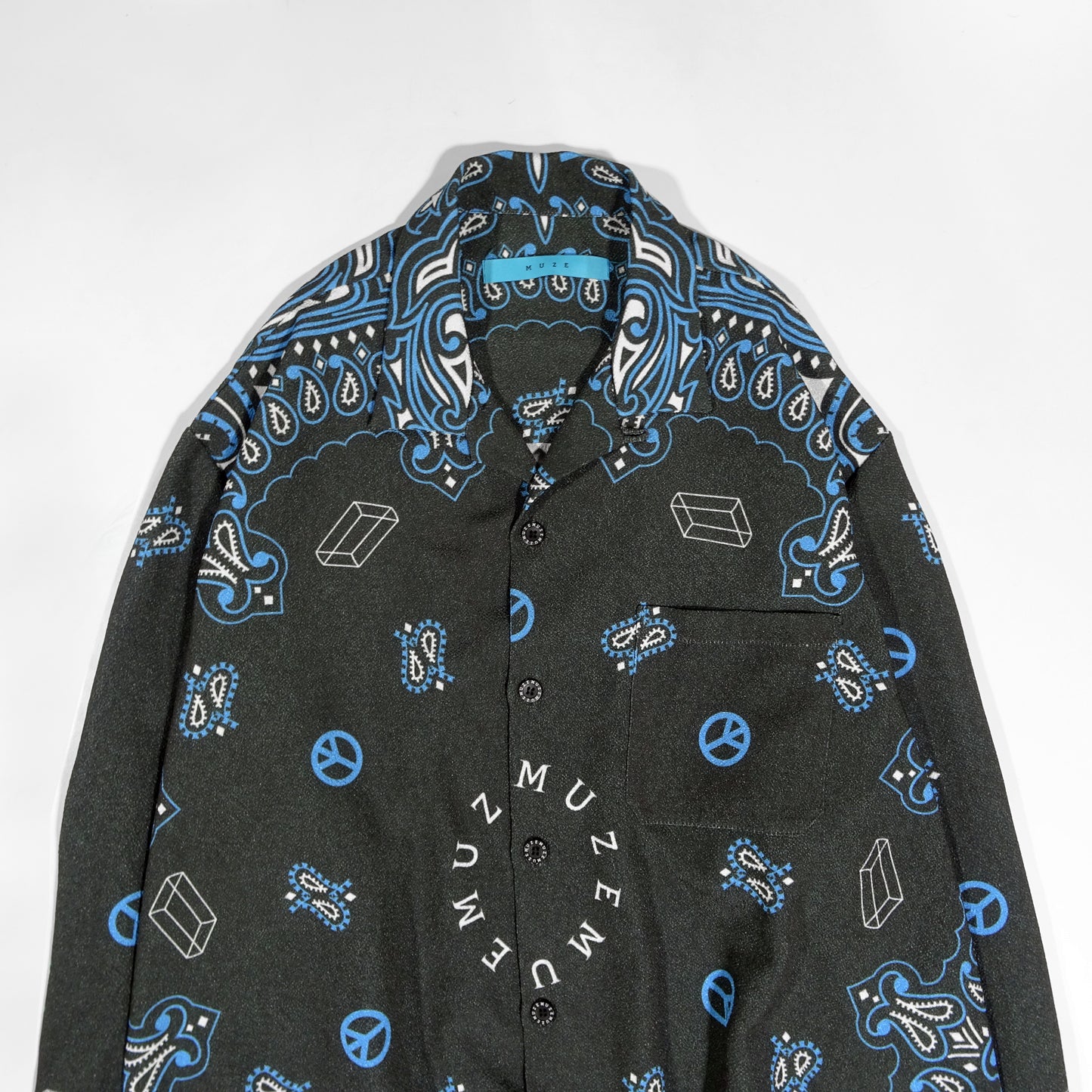 MUZE TURQUOISE LABEL -  PAISLEY LS SHIRT(BLACK) ミューズ 2023年春夏 ペイズリーシャツ ブラック