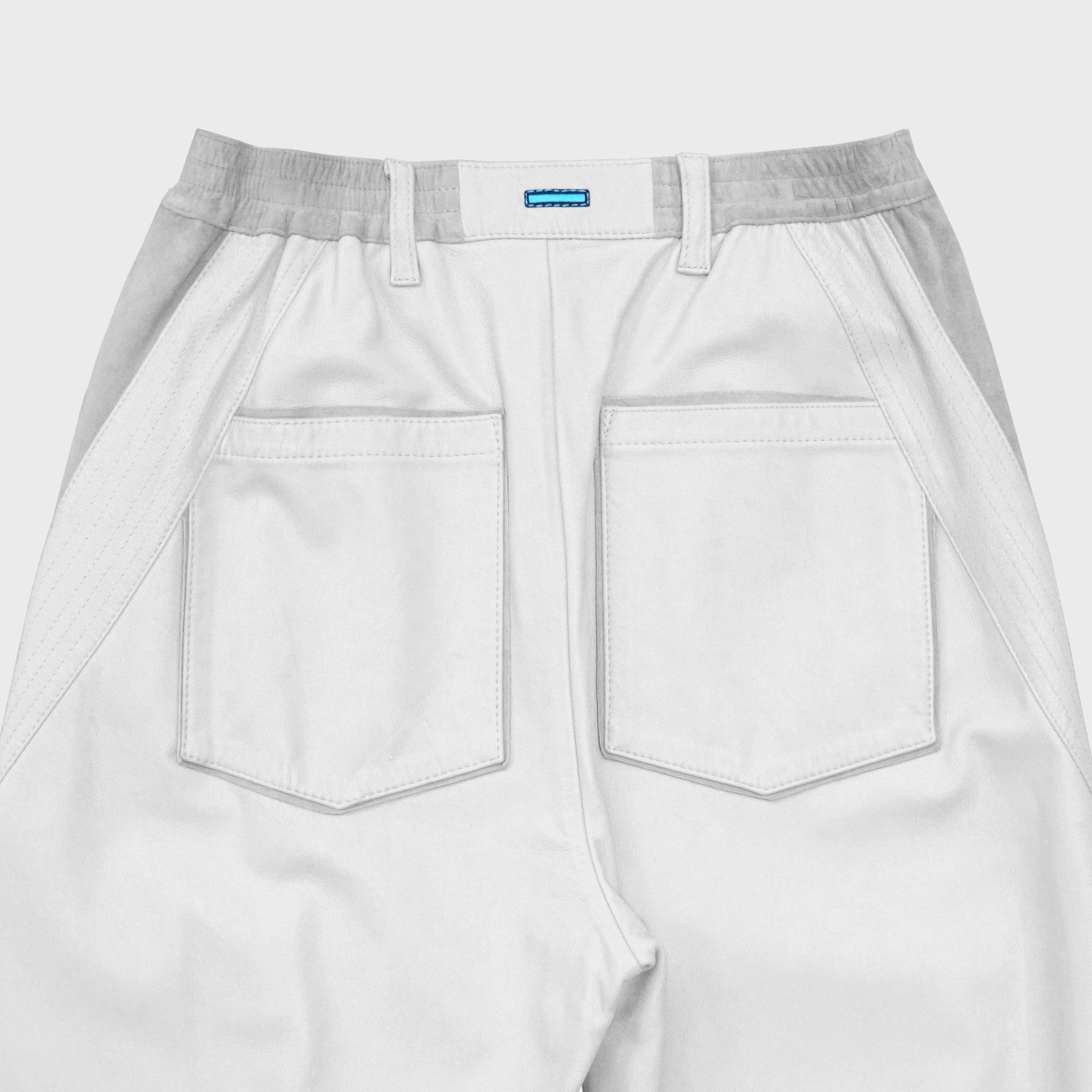 MUZE TURQUOISE LABEL - CIRCUIT WIDE LEATHER TROUSERS(OFF WHITE) ミューズ  2022年秋冬コレクション レザー トラウザーズ オフ ホワイト