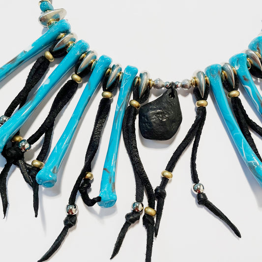 GARA - TURQUOISE BONE NECKLACE(BLACK×TURQUOISE) ガラ ネックレス 2023年春夏コレクション