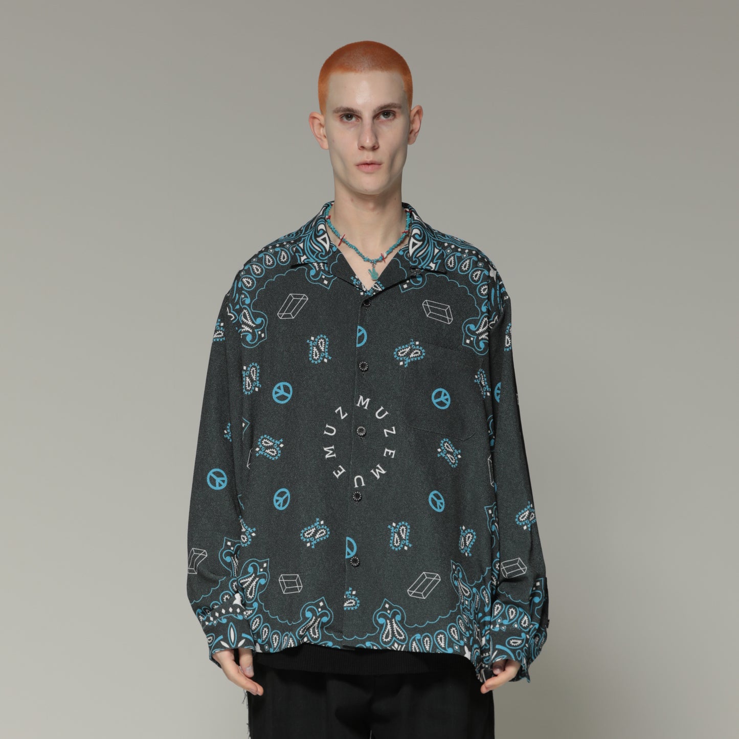 MUZE TURQUOISE LABEL -  PAISLEY LS SHIRT(BLACK) ミューズ 2023年春夏 ペイズリーシャツ ブラック