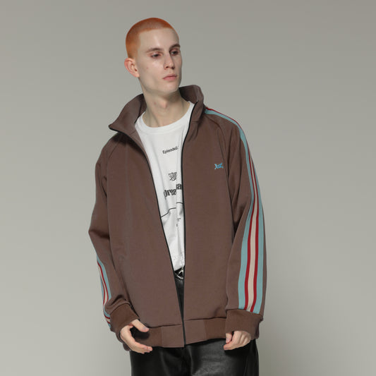 MUZE TURQUOISE LABEL - TRACK JERSEY JACKET (BROWN×RED LINE) ミューズ 2023年春夏 ジャージー ジャケット ブラウン