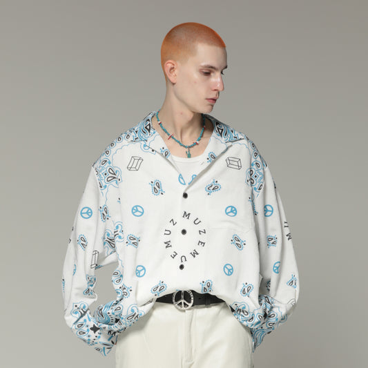 MUZE TURQUOISE LABEL -  PAISLEY LS SHIRT(WHITE) ミューズ 2023年春夏 ペイズリーシャツ ホワイト