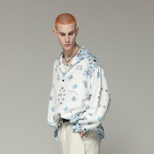 MUZE TURQUOISE LABEL -  PAISLEY LS SHIRT(WHITE) ミューズ 2023年春夏 ペイズリーシャツ ホワイト