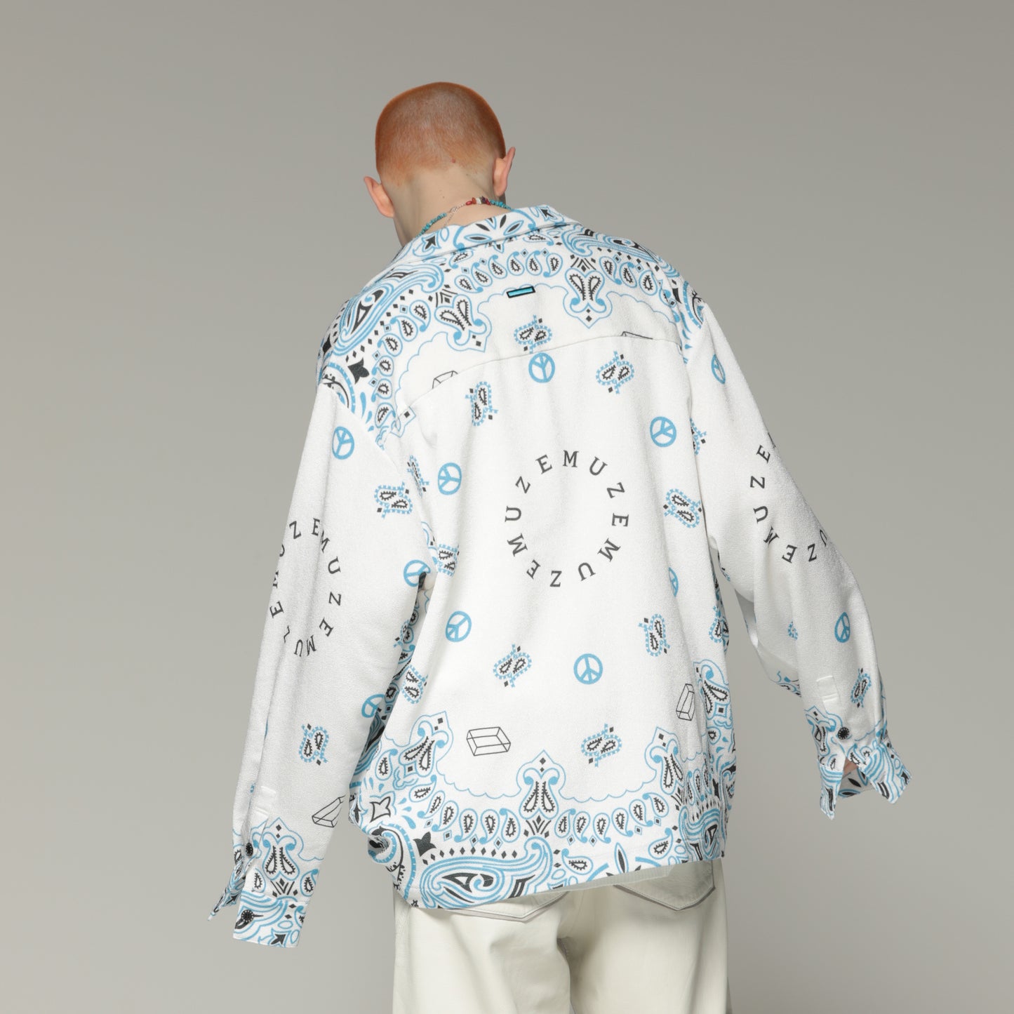 MUZE TURQUOISE LABEL -  PAISLEY LS SHIRT(WHITE) ミューズ 2023年春夏 ペイズリーシャツ ホワイト