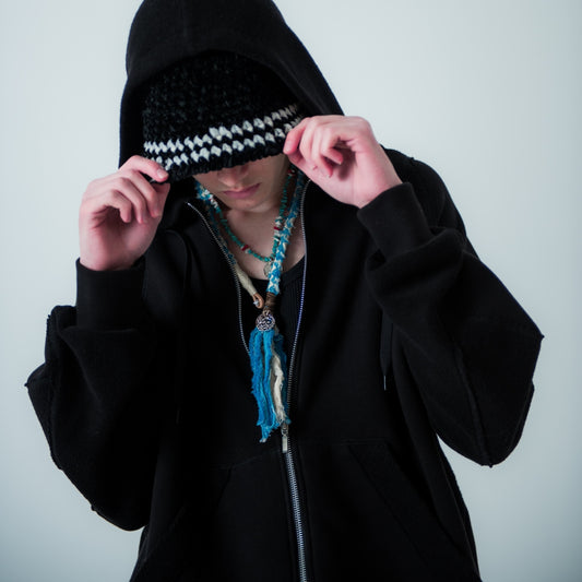 MUZE TURQUOISE LABEL - CIRCUIT RELAXED FIT ZIP-UP HOODIE(BLACK) ミューズ リラックス ジップアップ フーディー ブラック
