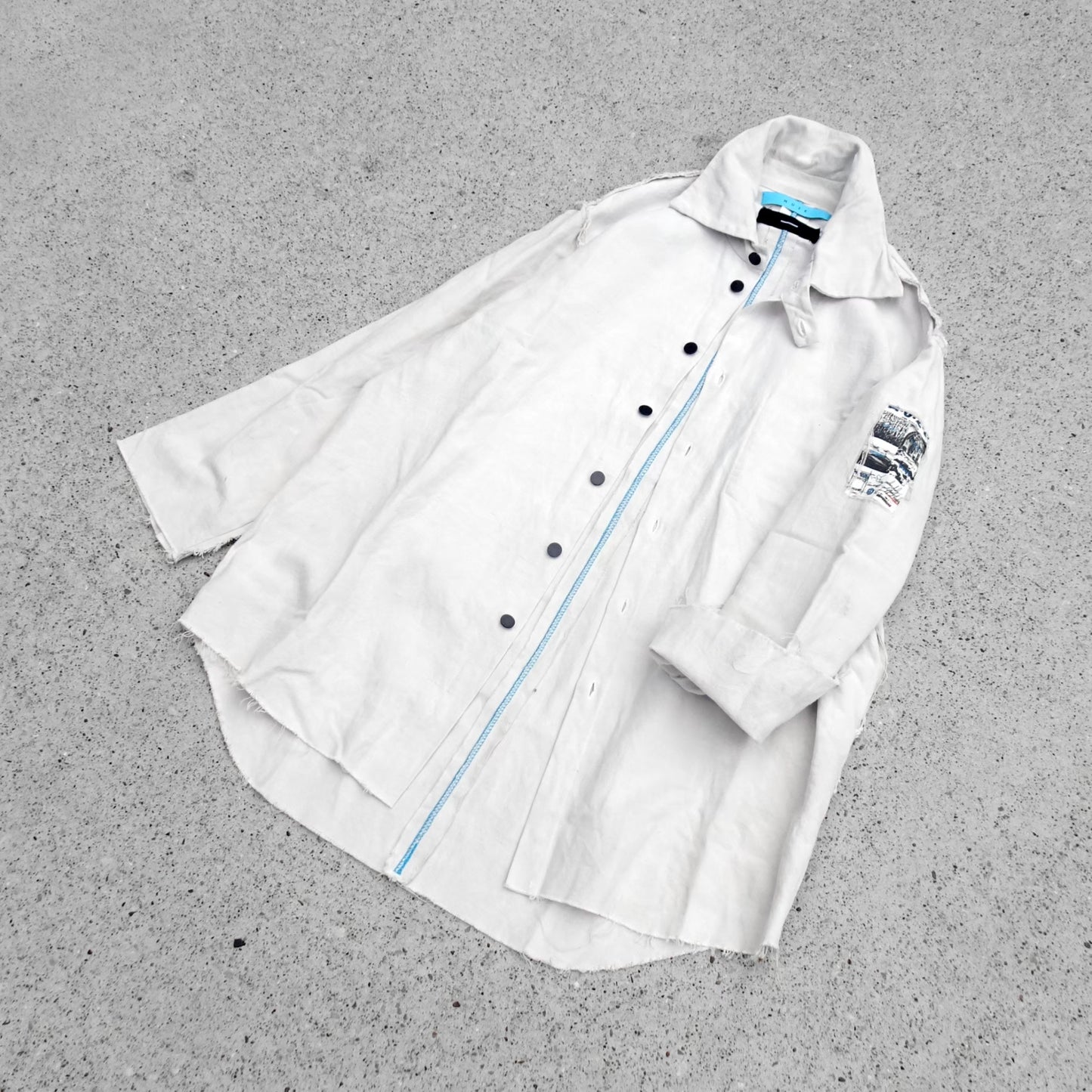 MUZE TURQUOISE LABEL ミューズ ターコイズ レーベル 【×MINUS Cut Off Dress With Chin Strap(VINTAGE BED SHEET)】 ×マイナス カットオフ ドレス ウィズ チンストラップ(ナチュラル)