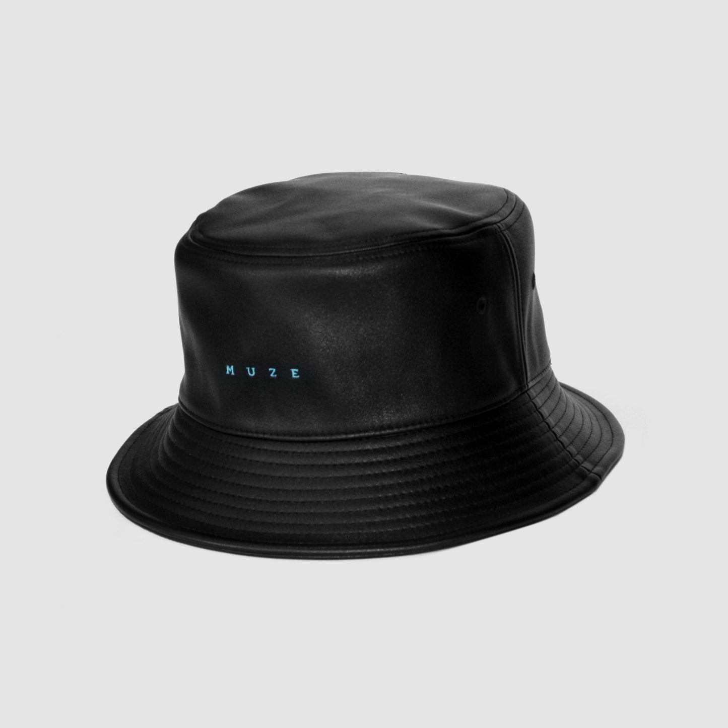 MUZE ミューズ【LOGO LEATHER BUCKET HAT】ロゴ レザー バケットハット（BLACK×TURQUOISE）