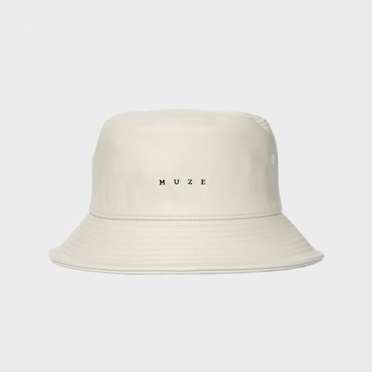 MUZE ミューズ【LOGO LEATHER BUCKET HAT】ロゴ レザー バケットハット（BEIGE×BLACK）