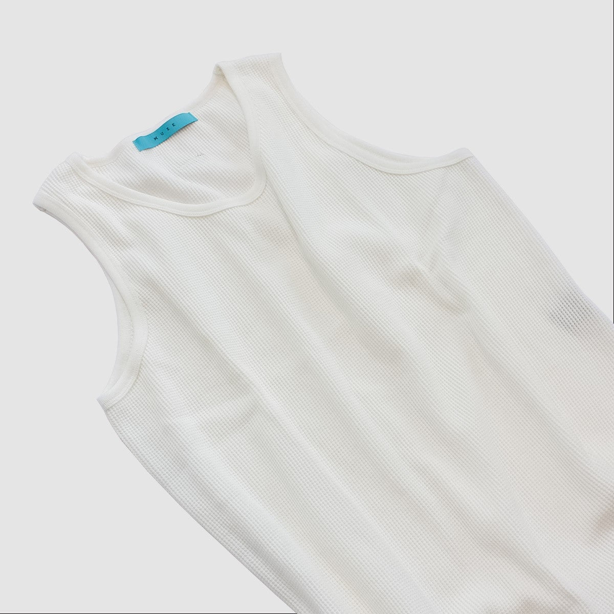 MUZE TURQUOISE LABEL - WAFFLE TANK TOP（WHITE)ミューズ 2022年秋冬 ワッフル タンクトップ ホワイト