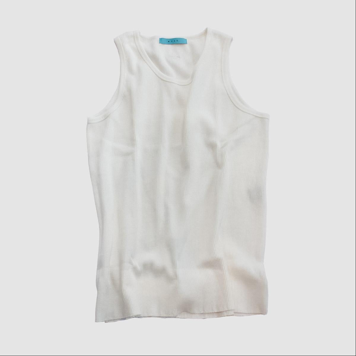 MUZE TURQUOISE LABEL - WAFFLE TANK TOP（WHITE)ミューズ 2022年秋冬 ワッフル タンクトップ ホワイト