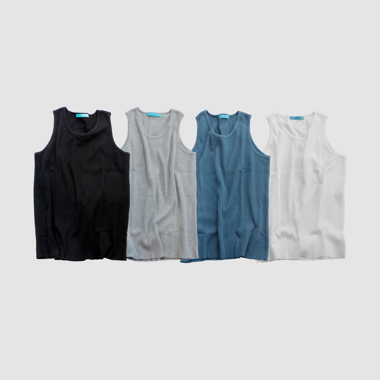 MUZE TURQUOISE LABEL - WAFFLE TANK TOP（WHITE)ミューズ 2022年秋冬 ワッフル タンクトップ ホワイト