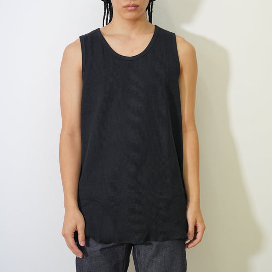 MUZE TURQUOISE LABEL - WAFFLE TANK TOP（BLACK）ミューズ 2022年秋冬 ワッフル タンクトップ ブラック