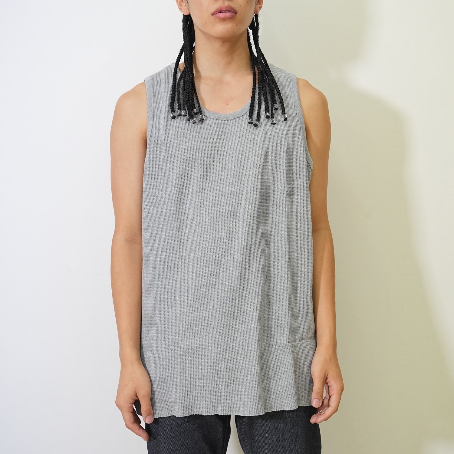 MUZE TURQUOISE LABEL - WAFFLE TANK TOP(GRAY)ミューズ ワッフル タンクトップ グレー