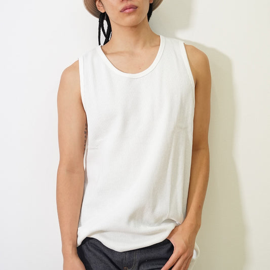 MUZE TURQUOISE LABEL - WAFFLE TANK TOP（WHITE)ミューズ 2022年秋冬 ワッフル タンクトップ ホワイト