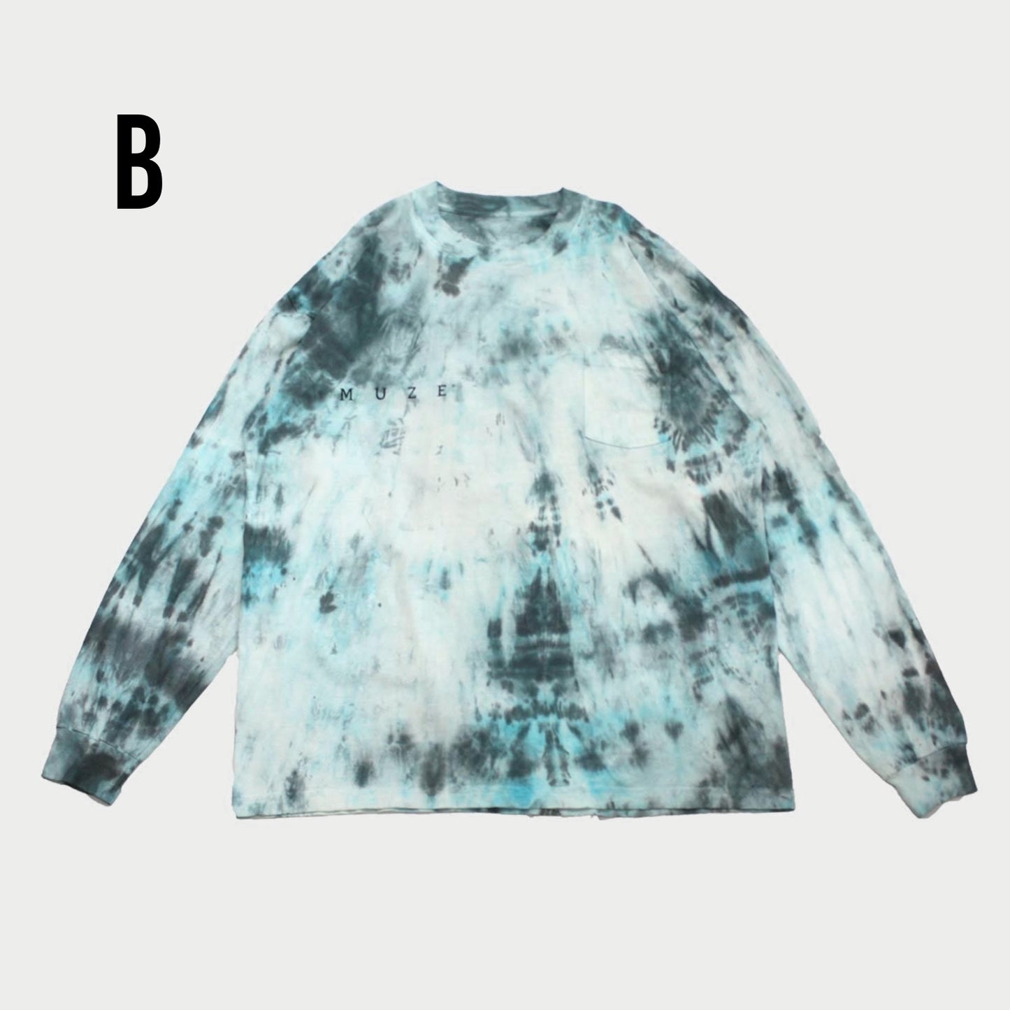MUZE ミューズ 【TIE-DYE L/S TEE】タイダイ ロングスリーブ(ターコイズ×ブラック)