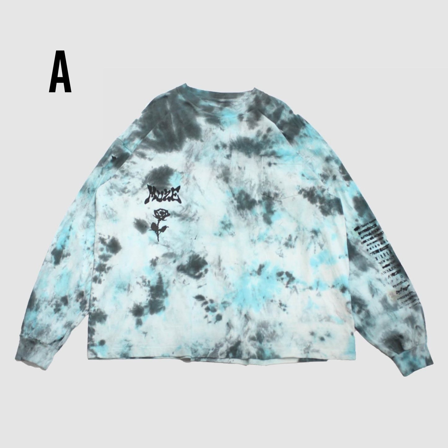 MUZE ミューズ 【TIE-DYE L/S TEE】タイダイ ロングスリーブ(ターコイズ×ブラック)