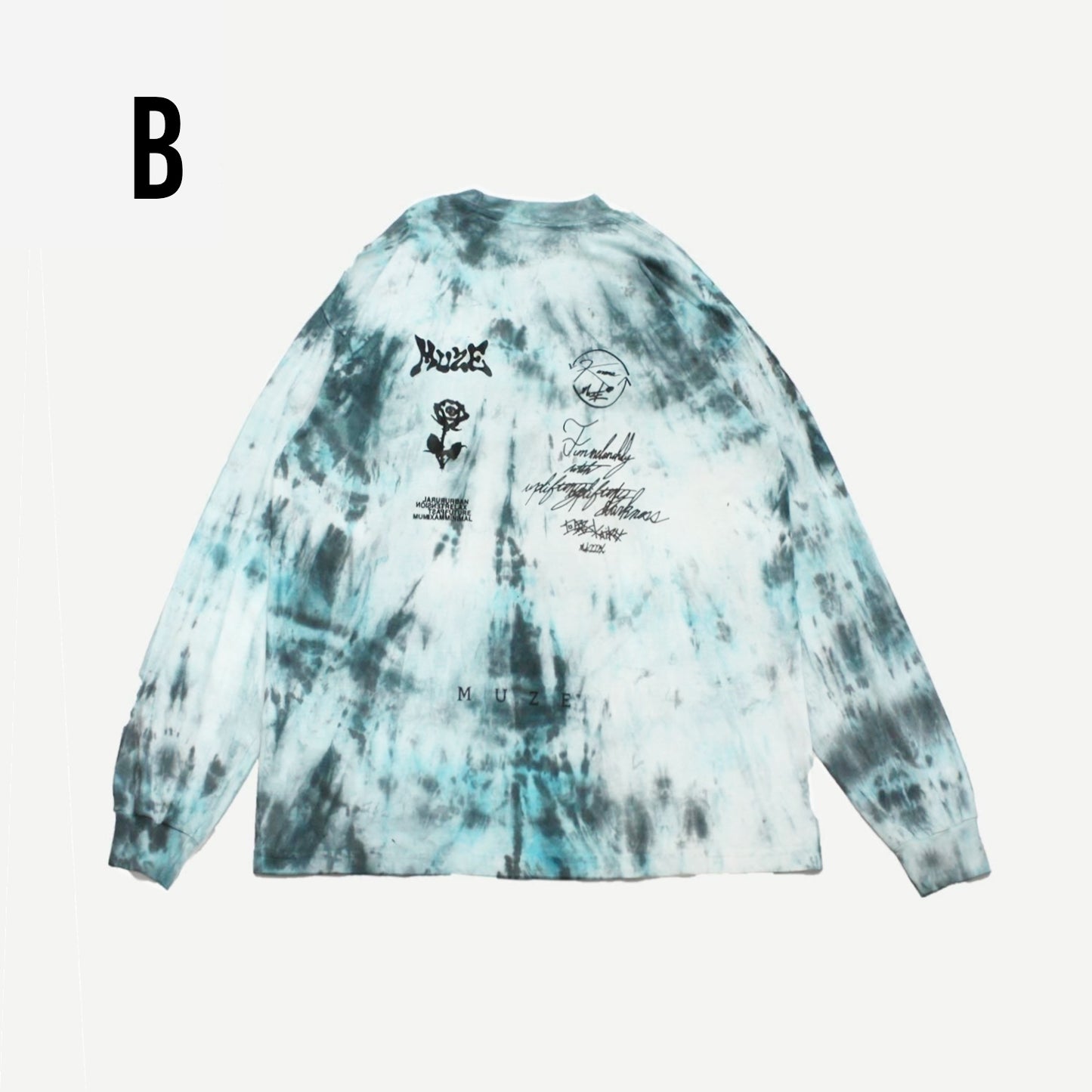 MUZE ミューズ 【TIE-DYE L/S TEE】タイダイ ロングスリーブ(ターコイズ×ブラック)