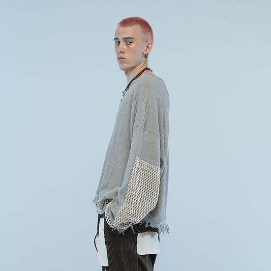 MUZE TURQUOISE LABEL - CIRCUIT RELAXED FIT WAFFLE MESH LONG SLEEVE(GRAY) ミューズ 2022年秋冬 サーキット リラックスドフィット ワッフルメッシュ ロングスリーブ グレイ